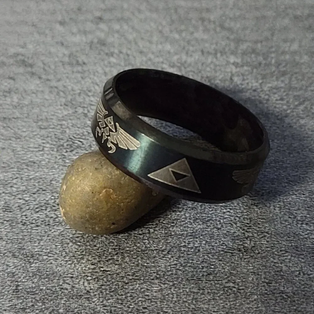 Men's Black Zelda Promise Ring or Wedding Ring